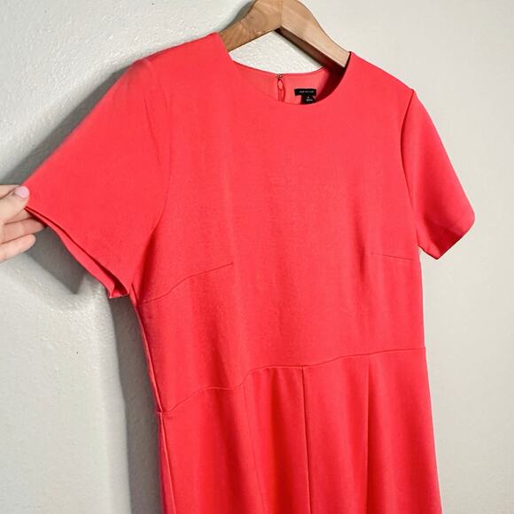 NWOT Ann Taylor Bright Coral Short Sleeve Twill Midi Dress women’s size 18 - Picture 3 of 11